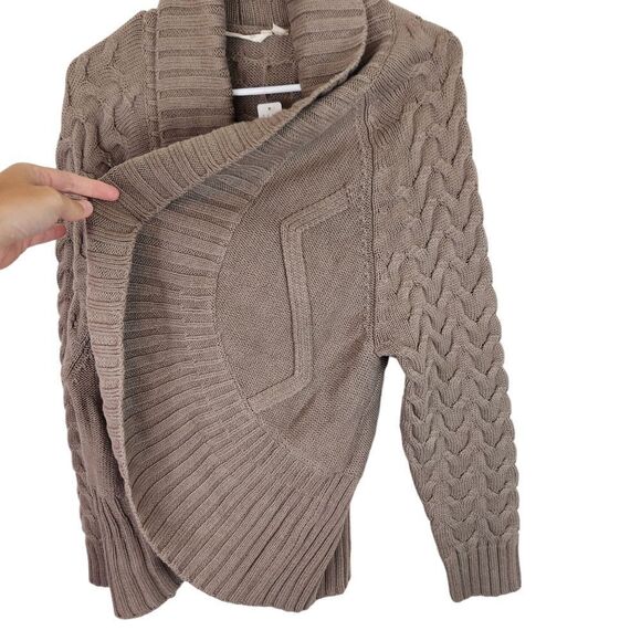 NWT SOFT SURROUNDINGS Cardigan Sinclair Taupe Heather Cable Knit Sweater XL - Picture 3 of 7